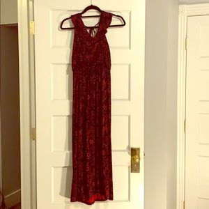 Ann Taylor Loft red & navy floral petite sundress